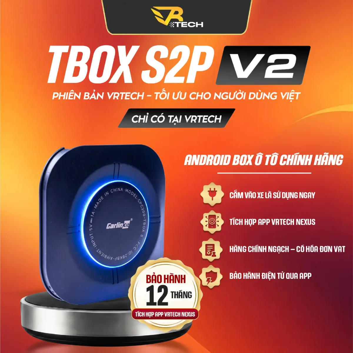 VRTECH Edition | Carlinkit TBOX S2P V2 2026 | Android Box Ô Tô | Chip Qualcomm 6225 | Apple CarPlay & Android Auto | Bảo hành 12 tháng - thumbnail 4